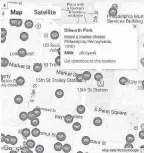  ??  ?? Coverage map for Xfinity free WiFi hot spots in Philadelph­ia XFINITY