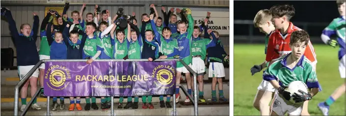  ??  ?? The Glynn boys in jubilant form after collecting the silverware. Tom Deavy of Glynn dodges the challenge of Gorey’s Kian Keogh.