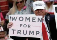  ?? REUTERSPIX ?? Trump holds up signs at the end of a campaign rally in Lakeland, Florida yesterday.