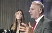  ?? Mel Melcon Los Angeles Times ?? ACTRESS Dominique Huett, with attorney Jeffrey Herman, alleges that she was sexually assaulted by Harvey Weinstein. She is suing the Weinstein Co.