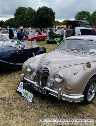  ?? ?? British cars at the Markeaton Park event on Sunday including Triumph, Morgan and Jaguar models