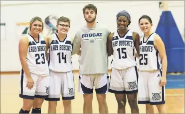  ?? / Scott Herpst ?? Georgia Northweste­rn basketball players (from left) Tori Harvey, Hannah Carr, Cole Mckeehan, Jerriale Jackson and Abby Dalton were recently named as USCAA Academic All- Americans.