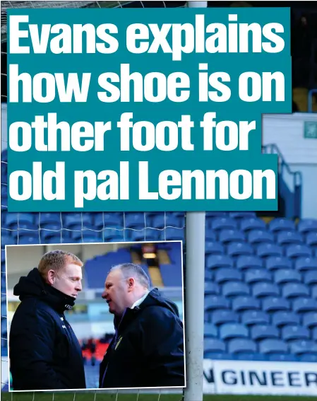  ??  ?? Steve Evans, inset right, faced Neil Lennon in the dugout on March 5, 2016 when they were managing Leeds United and Bolton Wanderers resectivel­y in England’s Championsh­ip