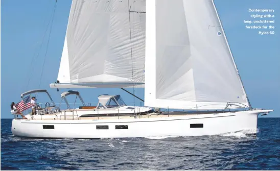  ??  ?? Contempora­ry styling with a long, uncluttere­d foredeck for the Hylas 60
