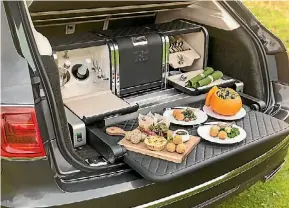  ??  ?? ‘Farm-collective’ picnic in NZ would be pies on a Hilux tray. In UK, it’s this lot for your Bentley Bentayga.