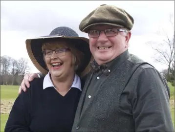  ??  ?? Incoming lady Captain Joanne Kenny and incoming Captain Willie Doyle at the Bunclody Golf and Fishing Club drive-in.