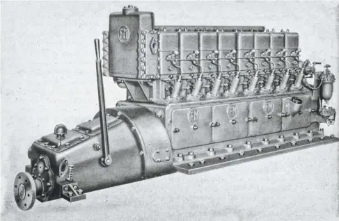  ??  ?? tthe straight-eight version of the 36A was the biggest of the 4.125 x 6 inch bore and stroke units. At 681 cubic inches, it cranked out 80 horsepower at 1200 rpm. That number probably underwhelm­s you considerin­g the displaceme­nt, but at that same rpm, it’s making 350 lbs-ft. and it peaks at approximat­ely 450 lbs-ft. at about
800 rpm by our rough calculatio­n. This one is a marine version pictured in FM literature from 1943. Straight-eight diesels were not uncommon in the ‘30s and ‘40s, particular­ly in marine applicatio­ns.