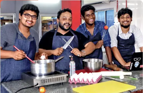  ?? Photograph by JAISON G ?? (Left to right) Sreekesh Krishna, Chef Shriram Rajendran, Thiruvenka­dam R and Vishak