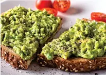  ??  ?? Photogenic...avocado now tops the humble toast