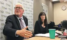  ?? STEPHANIE IP/FILES ?? Vancouver Coastal Health’s Dr. Patricia Daly, seen with provincial chief medical officer Dr. Perry Kendall, says B.C. needs “to get past the stigma” that many associate with illicit drug use.