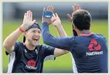  ??  ?? PLAY IT FAIR Root in the nets with Moeen Ali