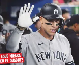  ?? AP ?? Aaron Judge fue acusado de robar señales por una mirada extraña que hizo hacia el banco en medio de un turno al bate.