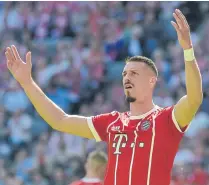  ??  ?? Bayern Munich forward Sandro Wagner reacts during a recent game.