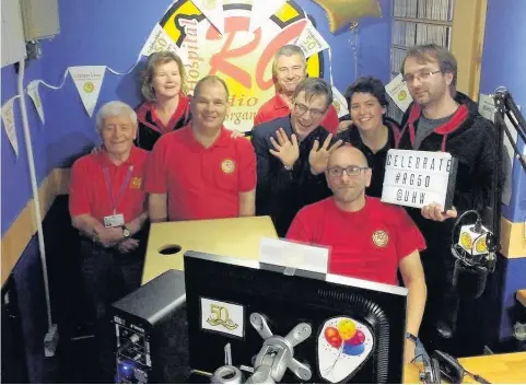  ??  ?? > The broadcast team at Hospital Radio Glamorgan in their studio at the University Hospital of Wales