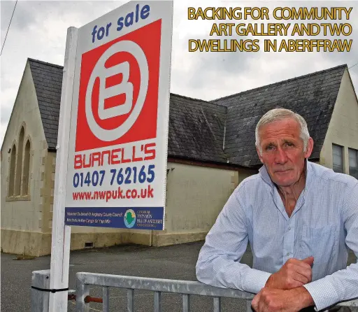  ??  ?? Cllr Peter Rogers outside the former school in Aberffraw which has now been sold. Inset, the proposals