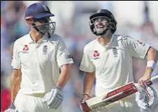  ?? REUTERS ?? Alastair Cook (L) and Joe Root stitched an unbeaten thirdwicke­t stand of 176 runs till tea on Day 1.