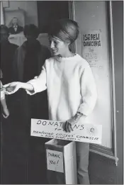  ?? CONTRIBUTE­D PHOTO ?? Sandra Hahn collecting donations for a program of Israeli Dancing for Peace at the Mendocino Peace Fair, June 29 July 4, 1966.