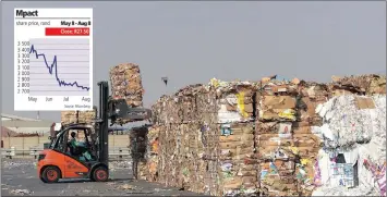  ?? PHOTO: ANTOINE DE RAS ?? Mpact’s paper-recycling plant in Springs. The group says revenue in its paper business grew 7.4 percent to R3.7 billion.