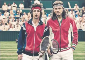  ??  ?? Los actores Shia LaBeouf y Sverrir Gudnason caracteriz­ados como John McEnroe y Bjorn Borg