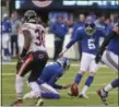  ?? SETH WENIG — ASSOCIATED PRESS ?? Giants kicker Robbie Gould missed two extra points in win over Bears.