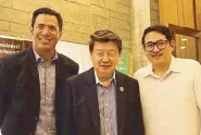  ??  ?? Gabby Cui of PLDT SME Nation, Henry Lim Bon Liong of SL Agritech and Sen. Bam Aquino