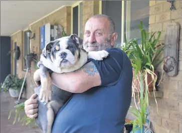  ??  ?? Loyal mate . . .
British bulldog Enzo and his owner Lou Vitullo from Koonoomoo.