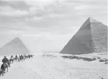  ??  ?? The River Tosca, left, hosts Uniworld’s Nile cruises. Right, tourists on horseback explore the Great Pyramids of Giza.