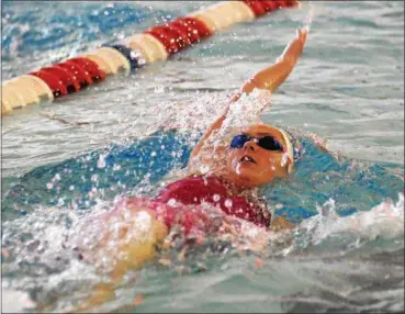  ?? GENE WALSH — DIGITAL FIRST MEDIA ?? Souderton’s Ellie Hiestand competes in the 200 IM against Upper Dublin Friday.