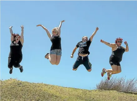  ??  ?? Chris Pegman’s family are have a cracking time at Urupekapek­a Island in the Far North. The Kerikeri photograph­er grabbed this shot of Rosie, Emily, Chris and Kerrie taking a fun break on their way to the top. ‘‘We couldn’t think of a better place to...