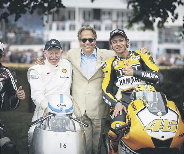  ?? ?? John Surtees [left] The Duke of Richmond [middle] and Valentino Rossi [right] at the 2015 Festival o