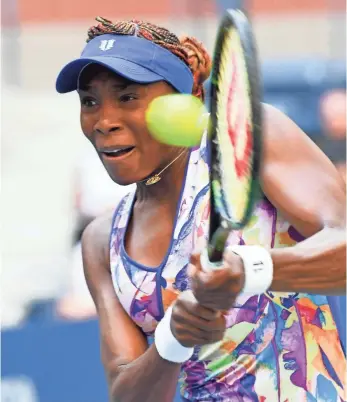  ?? ROBERT DEUTSCH, USA TODAY SPORTS ?? Venus Williams hits a shot during her first-round victory against Kateryna Kozlova.