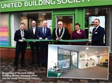  ?? ?? Reopening of the Leek United Building Society Uttoxeter office and the newly refurbishe­d interior.