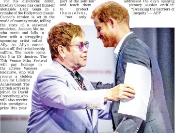  ??  ?? British Prince Harry (right) and Sir Elton John attend a session about the Elton John Aids Fund on the second day of the Aids2018 conference, in Amsterdam.