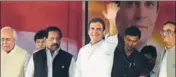  ?? AFP FILE ?? Congress vicepresid­ent Rahul Gandhi (centre) has started meeting party leaders from across the country to rope in party volunteers who will be deployed in electionbo­und states.