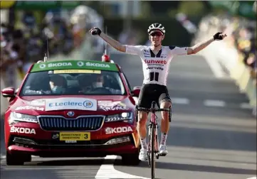  ?? (Photo EPA) ?? Le Danois s’est offert sa deuxième victoire d’étape sur ce Tour, hier à Chamagnole.