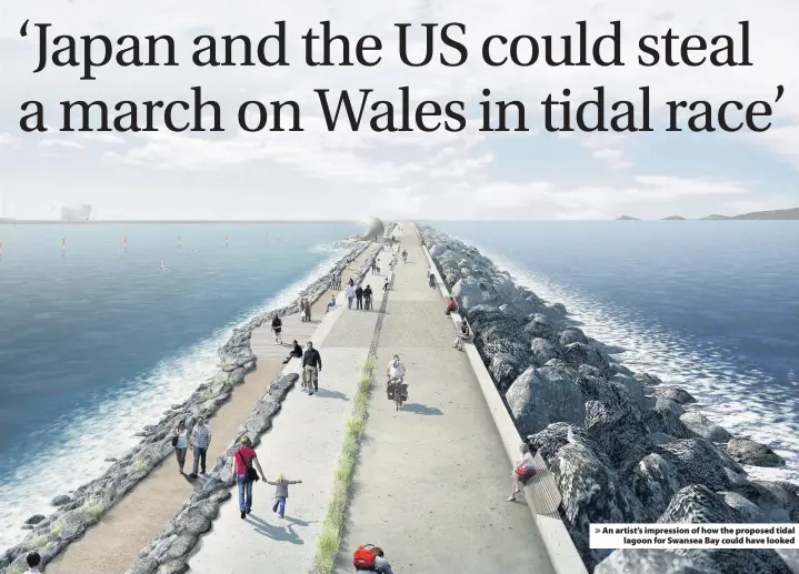  ??  ?? > An artist’s impression of how the proposed tidal lagoon for Swansea Bay could have looked