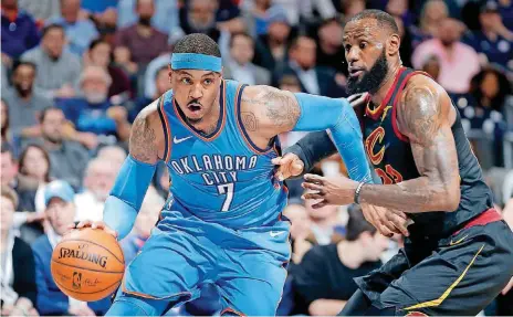  ?? [PHOTO BY BRYAN TERRY, THE OKLAHOMAN] ?? Carmelo Anthony will likely return to Oklahoma City next season in a different uniform. Reports says Anthony and the Thunder will part ways this summer.
