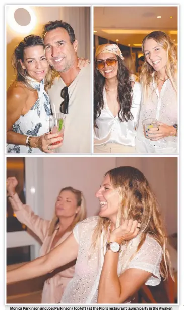  ?? ?? Monica Parkinson and Joel Parkinson (top left) at the Pipi’s restaurant launch party in the Awaken tower, Point Danger, last Saturday night; (right) Tiana McNeven and Steph Gilmore; (bottom) Gilmore cuts some shapes on the dance floor. Pictures: Portia Large.