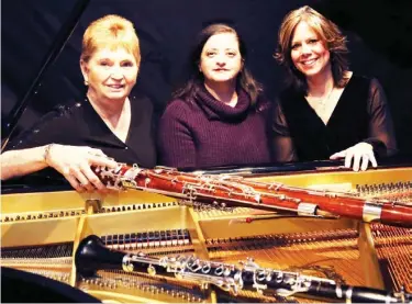  ??  ?? Millenia Musicae trio of MSU faculty members Denise Rowan, Rosângela Yazbec Sebba and Sheri Falcone. (Submitted photo)