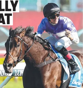  ?? ?? Zac Lloyd rides Tiz Invincible to win the Darley Tea Rose Stakes last September. Picture: Getty Images