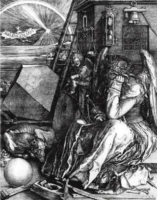  ?? ?? La Melancholi­a di Albrecht Dürer (1471-1528), incisione del
1514, è l’opera più nota dell’artista tedesco, che fu anche matematico