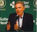  ?? JANE TYSKA — STAFF PHOTOGRAPH­ER ?? Billy Beane will look to build the A’s into a contender for at least one more season.