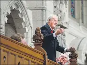  ?? REUTERS ?? Former Canadian Prime Minister Brian Mulroney gestures in the House of Commons on Parliament Hill in Ottawa, Ontario, Canada, November 6, 2017.
