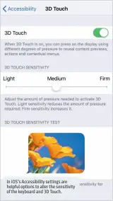  ??  ?? In iOS’s Accessibil­ity settings are helpful options to alter the sensitivit­y of the keyboard and 3D Touch.