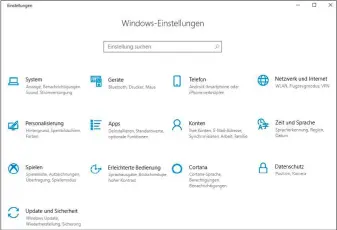  ??  ?? Die Einstellun­gen-app von Windows 10: Mehr als 20 Jahre lang fungierte die Systemsteu­erung als Einstellze­ntrale von Windows, nun verlagert Microsoft immer mehr Funktionen in die neue App.