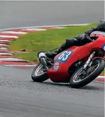  ??  ?? Above: Angela Cragg (A&amp;MT Mcwalter Aermacchi) on her way to three podium finishes in the European 350 class.the Appleby rider also had three strong rides on her Yamaha FZ600 in the Junior Production event.