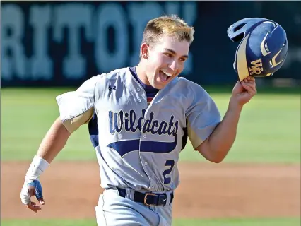  ?? Jayne Kamin- Oncea/ For The Signal ?? West Ranch senior Jason Drees heads for home in the sixth inning after his third home run against Hart High on Friday at Hart.