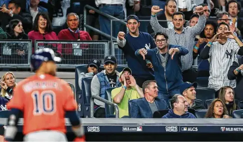  ?? Staff file photo ?? Yuli Gurriel and his teammates are bracing for plenty of vitriol from Yankees fans who still harbor a grudge over losing to the Astros in the 2017 ALCS.