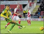  ??  ?? LETHAL: Dwight Gayle makes it 4-0 Portsmouth Sunderland