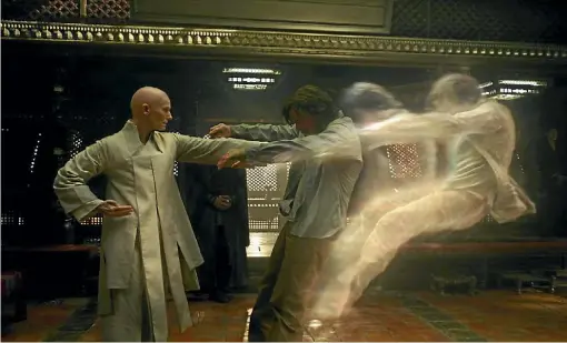  ??  ?? Tilda Swinton brings both dramatic weight and the occasional light relief as Doctor Strange’s (Benedict Cumberbatc­h) initiator into the mystical arts.